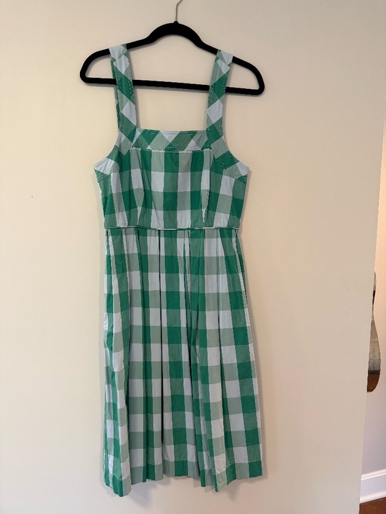 J. Crew Dresses & Skirts - J. Crew Green and White Gingham Midi Dress